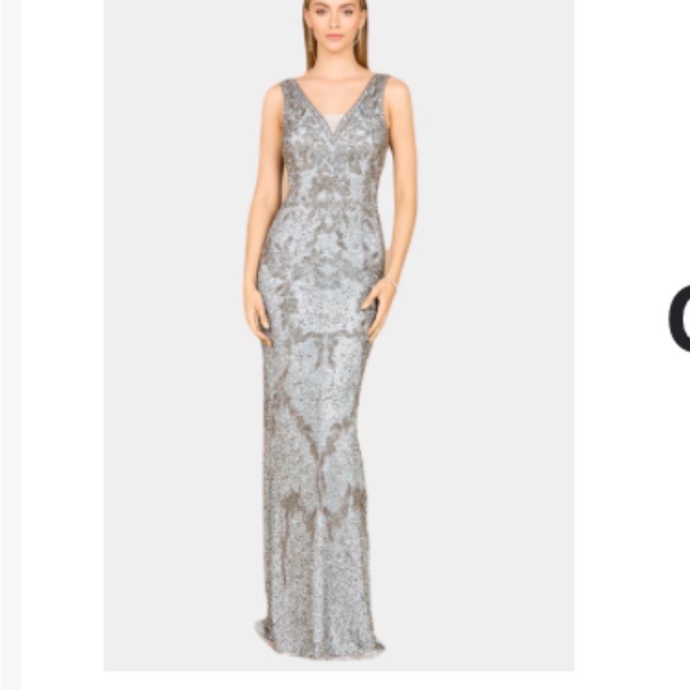 Lara cowl back formal gown ,fully beaded .